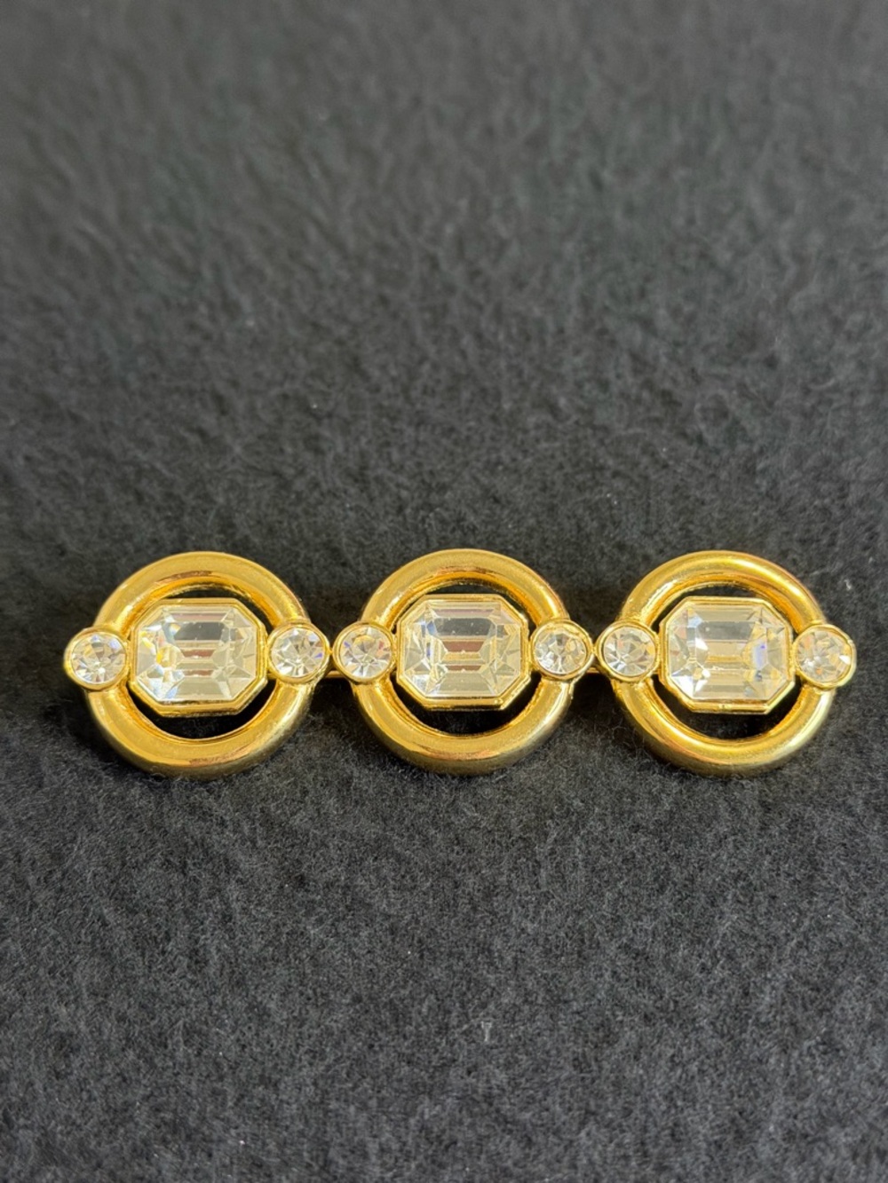 Givenchy Vintage Gold-Tone Brooch with Clear Crystal Accents